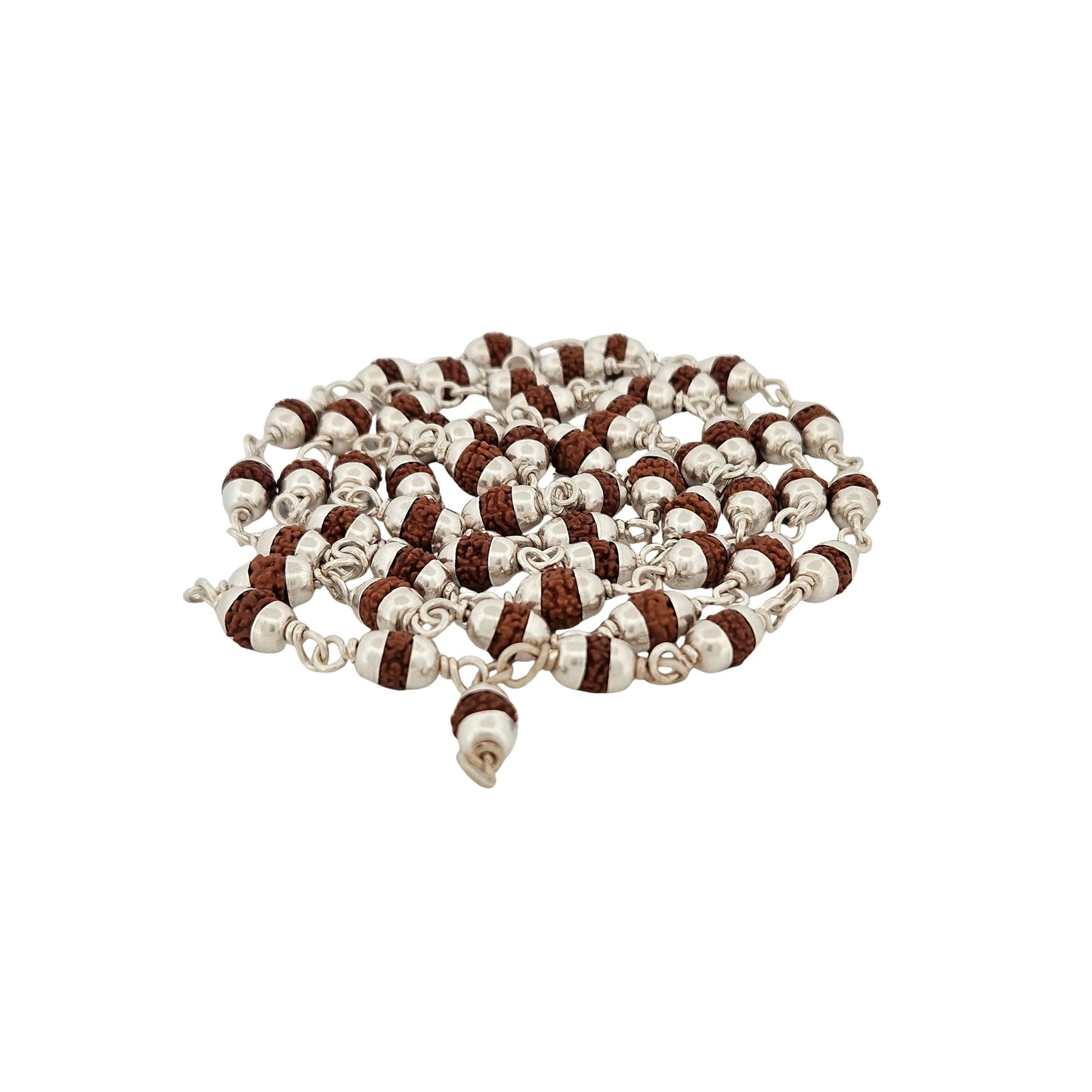 Silver Rudraksha Mala (54+1) - MANKA - Beads of Bliss